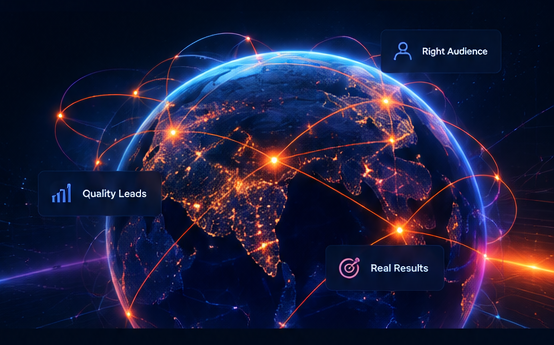 Abstract global digital network representing connected audiences